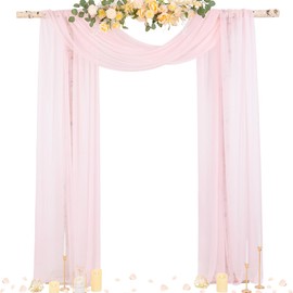 Socomi Wedding Arch Draping Fabric 29" x 20Ft 1 Panel Blush Pink Sheer Outdoor Curtain Drapes Extra Long for Wedding Ceremony Birthday Party Decoration