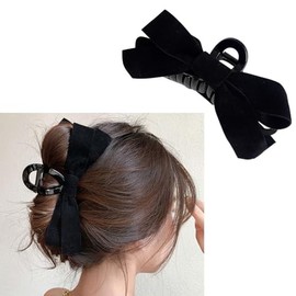 Black Velvet Hair Bow Claw Clip for Women Girls Bowknot Hair Claw Jaw Clips Barrettes for Thick Thin Hair Nonslip Bow Claw Clamps Hair Clips for Women Bowknot Bow Hair Claws