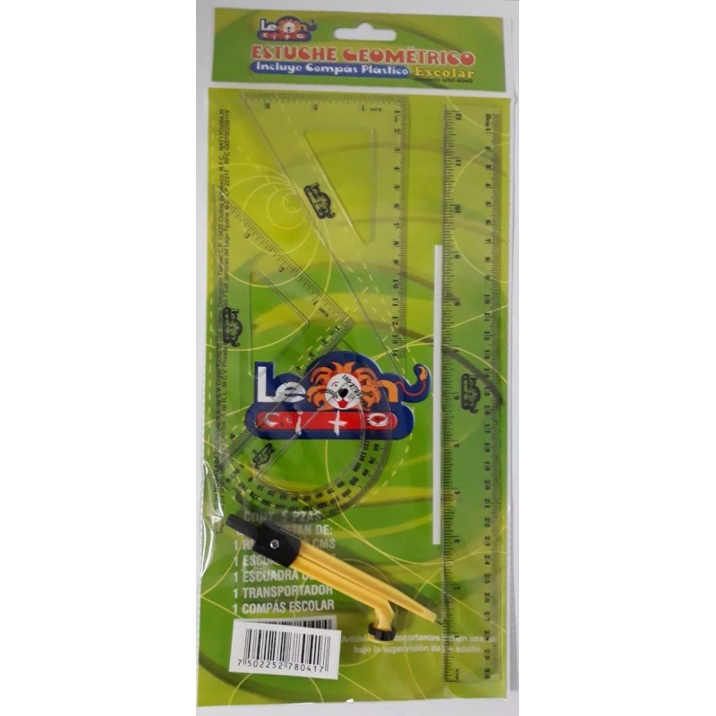 Leoncito Kit De 10 Juego De Geometría Escolar Leoncito Incluye