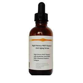 High Potency 15% MAP Vitamin C Serum with Pure Hyaluronic Acid, DMAE, MSM, and Allantoin (1.2oz, Pump Dispenser)