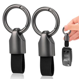 Bansusu 2PCS Car Key Chain Clip Leather Key Chain Detachable Car Keyring Black Key Rings for Car Keys Multifunctional Key Fob Holder with Keyrings Zinc Alloy Buckle for Men Woman