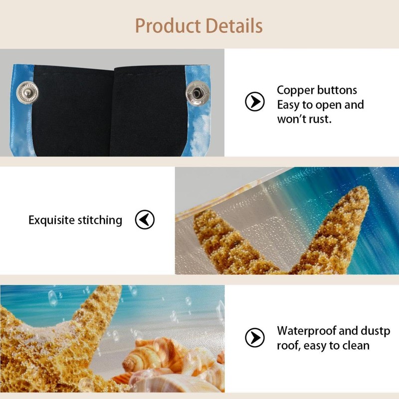 2 Pack Tissue Box Cover Holder, Starfish and Seashells on