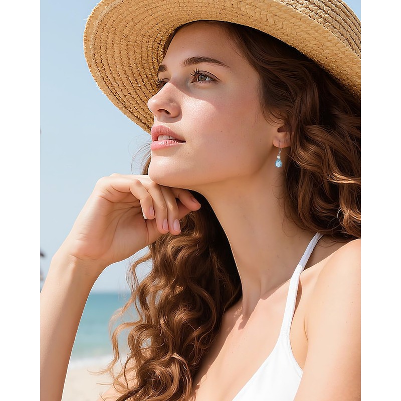 Teardrop Birthstone Dangle Drop Earrings for Women: July Birthstone Jewelry,