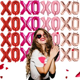 Valentines Day XOXO Balloons Banner Decorations, 16 Inches Galentines Day Mylar Balloons Valentines Day Party Decorations for for Anniversary Wedding Engagement Party Supplies