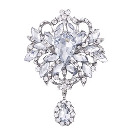 LAXPICOL Broche de ramo de diamantes de imitación de cristal marrón grande para novia, Broches para ropa, para mujer, tono dorado, Cristal, Sin gemas.