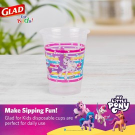 Glad for Kids My Little Pony Clear Plastic Cups 16oz - Disposable Cups with My Little Pony Designs - Strong and Sturdy Plastic Cups, Pony & Unicorn Designs, 16 Ounces, 36 Count - 10 Pack