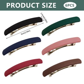 Bekecidi 6 PCS Matte Hair Clips Colored Hair Barrettes Metal Snap-on Hair Pins no Hair Damage, Elegant French Clasp, Hair Styling Clips for Girls Women(Rectangle)