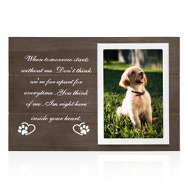 Pet Memorial Gifts for Loss of Dogs, Wooden Picture Frame for 4x6 Photo, Pets Memorial Sympathy Gifts for Dogs Cats, DIY Pet Loss Gift for Dog Lovers, Dog Funeral Remembrance Frames, Dark Brown