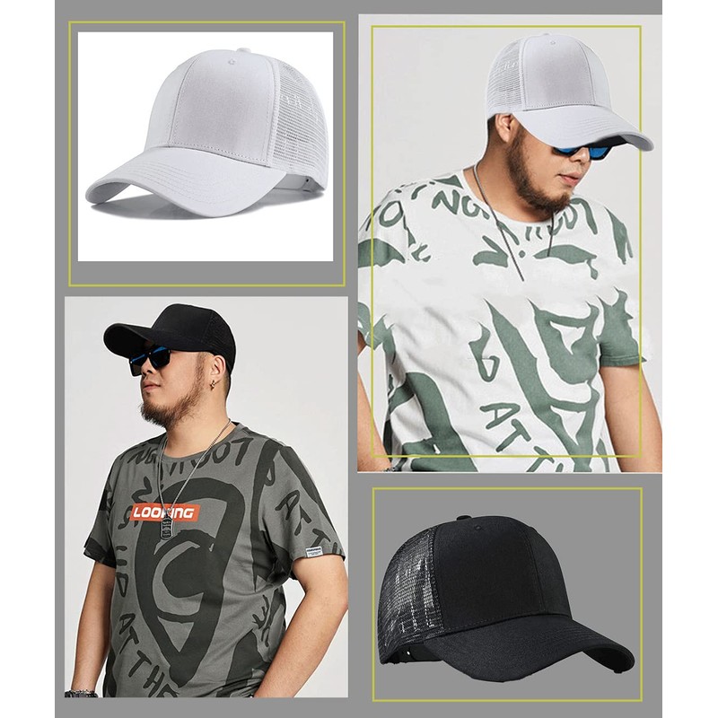 Spargel Men's Mesh Cap, Hat, Large Size (Up to 25.6