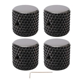 Unxuey Electric Guitar Knobs Metal Flat Top Control Volume Tone Switch Knob with Wrench for Bass Guitar (Black,4pcs/Set)