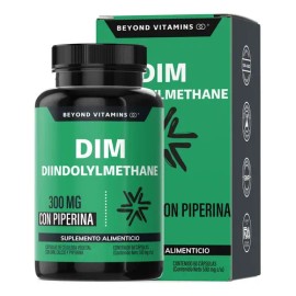 Beyond Vitamins | Dim Suplemento 300 Mg | Diindolilmetano Avanzado + Piperina Al 95% + Calcio | Diindolylmethane - Vitaminas Mujer / Hombre | 2 Meses