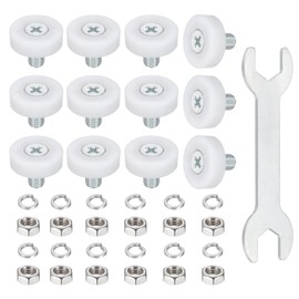 sourcing map 19 mm Drawer Rollers Wheel Cabinet Positioning Sliding with Screw Washer Wrench for File Document Cabinets DIY Replacement Parts White, 12 Pcs
