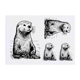 Azeeda 4 x 'Seeotter' Temporäre Tattoos - Wasserfest, Hautfreundlich & Ungiftig · Transfers in Verschiedenen Größen (TO00071554)