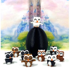 8pcs 3D Printed Owl with Egg, Articulated Multi Color Fidget Owl, Tiny Mini Bird Owl Animal Gift Idea, Birthday Party Decorations, MAB-SET123-BE