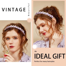 Coridy Thin Bejewelled Headbands for Women Purple Rhinestones Hairbands Crystal Diamond Headband for Weddings Daily Party (Fresh)