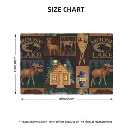 Rustic Lodge Bear Moose Deer Placemats Set of 6, Vintage Cabin Pine Cone Place Mats, Heat Resistant Non Slip Cotton Linen Dining Table Mats for Home Party Kitchen 12X18inch