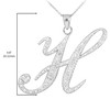 925 Sterling Silver Cubic Zirconia Accented Script Initial Letter H