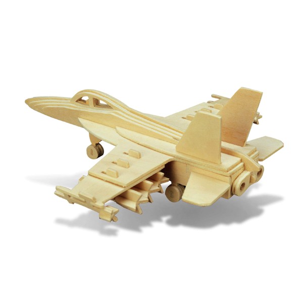 Puzzled 3D Puzzle F-18 Hornet Aircraft Jet Wood Craft Construction