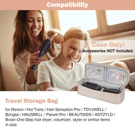 SITHON Double-Layer Travel Carrying Case for Shark FlexStyle/SmoothStyle, Water Resistant Storage Organizer Bag for Airwrap Styler, Also for Revlon One-Step Hair Dryer (Bag Only) (Champagne)