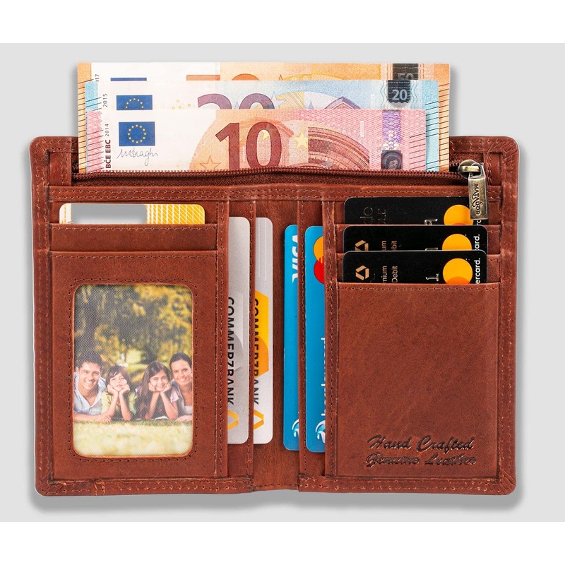Protective Men's/Women's Unisex Leather Wallet Purse in Vintage Brown Wallet