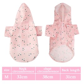 EDLMKM 2 Stück Hunderegenmantel, Wasserdichter Hundemantel mit Kapuze, Hunde Kapuzenpullover, Leicht, mit Loch für Geschirr, Regenjacke für kleine Mittelgroße Hunde und Welpen (Rosa, M)