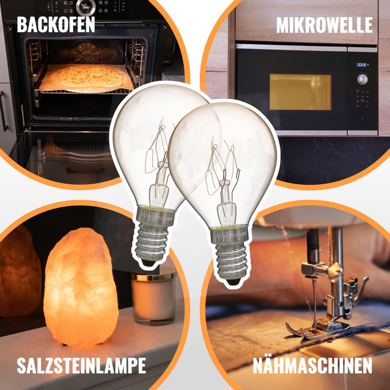 POPPSTAR Oven Bulb E14, G45, 25 W, Heat Resistant up