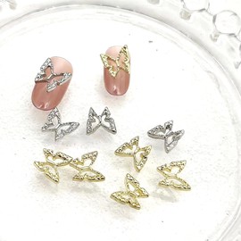 RODAKY Shiny 3D Alloy Butterfly Nail Art Charms 50Pcs Gold Butterflies Shape Nail Charms for Nail Gems,Nails Art Accessories for Women Nail Decoration DIY Design Nail Gem Crystals Jewelry