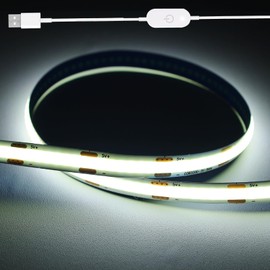 1m USB COB LED Strip Light 5V Touch Dimmable 6500K 320 LEDs/m Slim 8mm Flexible Cuttable Tape for Bedroom Kitchen TV Backlight DIY Lighting