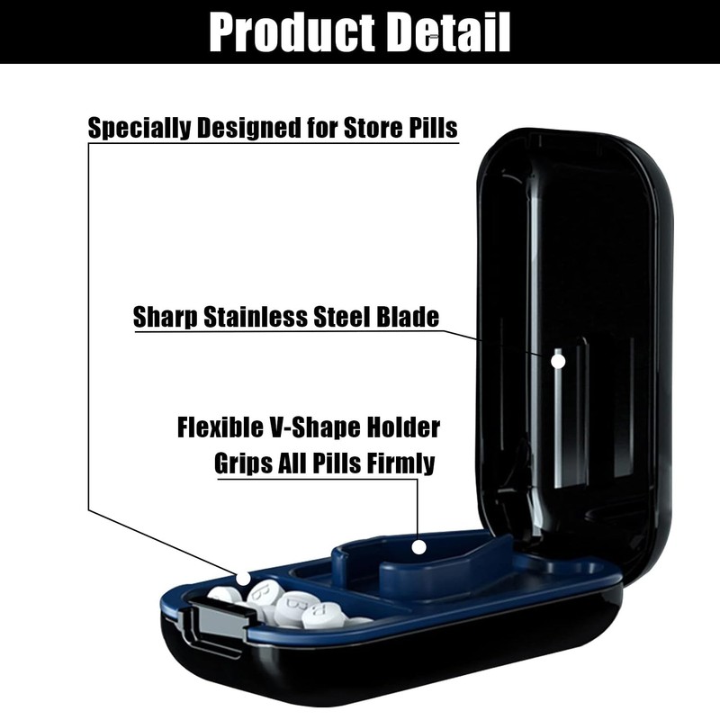 1 Piece Tablet Divider, Adjustable Pill Cutter, Portable 2-in-1 Pill