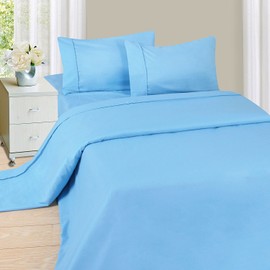 Bedford Home Series 1200 4 Piece Queen Blue Sheet & Pillowcase Sets