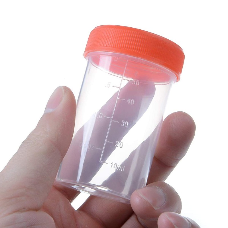 LATRAT 10 x 60ml Plastic Urine Sealed Sampling Cup Container