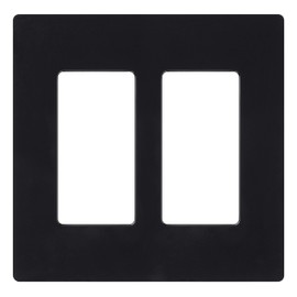 Lutron Claro Light Switch Cover Plate, 2 Gang Wallplate, for Decorator Light Switches, Rocker Light Switch Cover, Outlet Cover, Screwless Switch Plate Cover, Gloss, CW-2-BL, Black