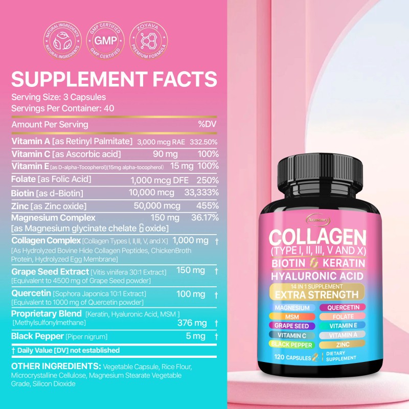 Multi Collagen Complex Supplement, Supports Skin, Hair, Nails & Joint