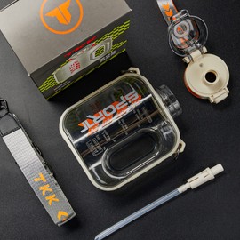 TKK 32oz Sport Water Bottle with Straw Water Jug with Straw Large Capacity Plastic Water Bottle Dishwasher Safe 1L Water Bottle Jug BPA Free Tritan for Gym Yoga Travel Camping Outdoor White