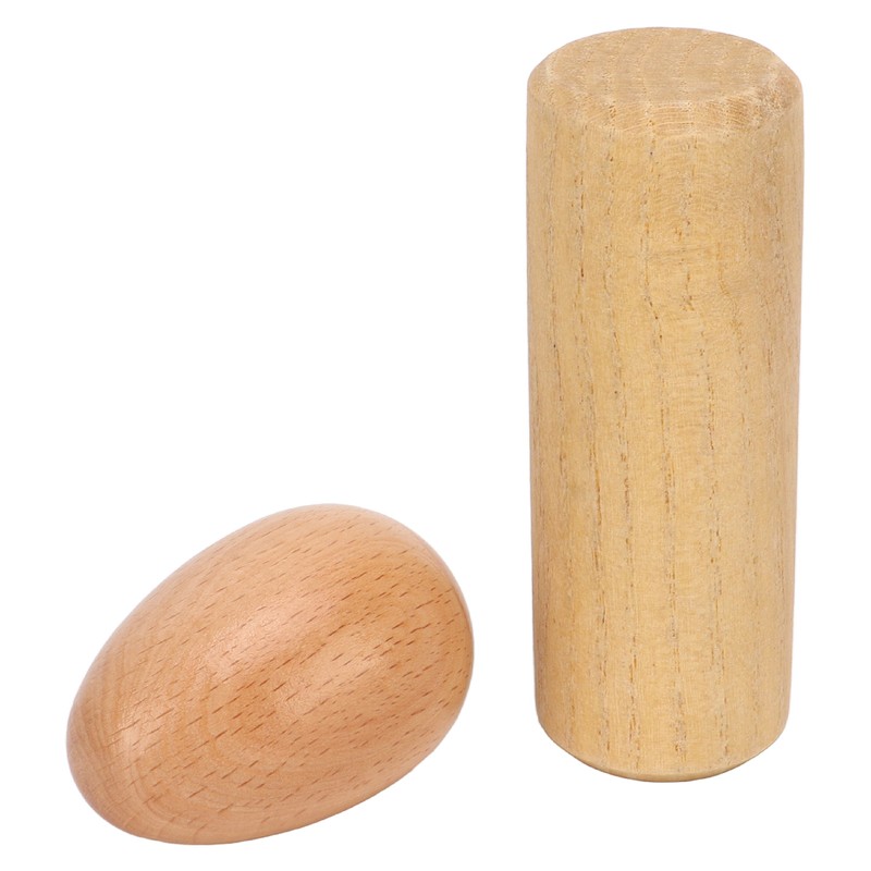 2PCS Wood Egg Shaker Natural Safe Musical Hand Percussion Instrument