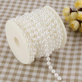 Mutuer Pearl Beads String Chain Garland, 10m/roll Grinding Pearl Wire Beads Garland String DIY Wedding Decoration for Party Home Decoration 8mm (White)