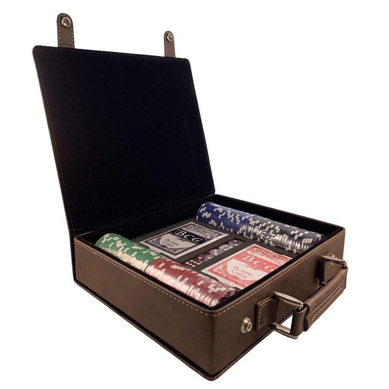 Morrison Irish Coat of Arms Leather Poker Set