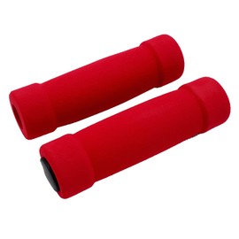 Land-Haus-Shop® Bicycle Grips Scooter Handlebar Grips, Foam Rubber Cover Foam or Leather-Look Faux Leather Retro Look, red
