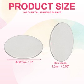 PATIKIL 18 Pcs Metal Stamping Blanks, 38mm Round Stamping Name Tags Stainless Steel Blanks Metal Plate Disc Circle for Laser Engraving Stamping Dog Tags Keychain Making