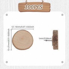 AHANDMAKER 100Pcs Wood Push Pins for Bulletin Board, Decorative Wood Thumb Tacks Map Tacks Marking Pins Cute Push Pins for Photo Wall Posters Note Home School Office Decoration
