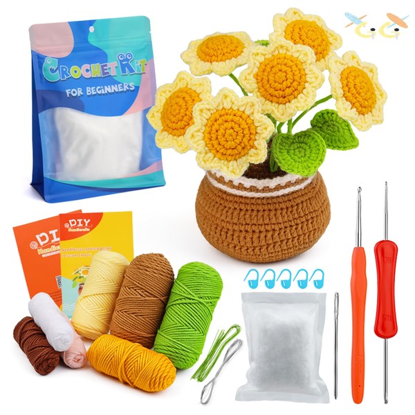 XGiGiX Flower Crochet Kit for Beginners,for Adult and Kids,Learn Crochet