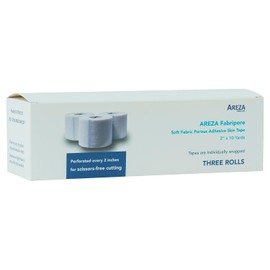 Areza Medical Surgical Tape - Porous Skin Soft Fabric Cloth Adhesive Tape - Fabripore - 2" x 10 yds. (5 cm x 9 m) - 3 Rolls per Box - FSA/HSA Approved