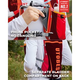 UTOBEST Running Vest, 5L Hydration Vest Lightweight, Breathable and Sweatproof Running Backpack, Adjustable Running Hydration Vest for Trail Running Marathon Race Jogging Cycling Red (Vest Only)