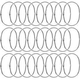 24 Pcs Shower Curtain Rings Rust Proof Iron Shower Curtain Hooks Black/Silver Oval Shower Curtain Rings Multipurpose Snap Joint Shower Curtain Hooks for Bathroom Shower Rod Less or Equal to 1.3inch