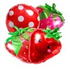 4 Pcs Strawberry Balloons Huge Red Polka Dot Strawberry Aluminum