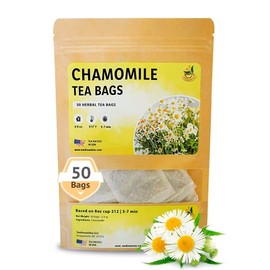 TeaDeam Tea Chamomile Tea Bags | Caffeine-Free & Sleep Time Tea | Chamomile Flowers Aroma - For Relieving Stress | Brew Hot Or Iced | 50 Tea Bags