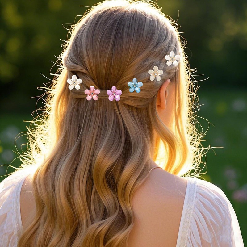 Padorul 20Pcs Mini Flower Hair Clips for Girls - Small