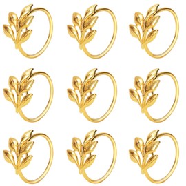 KPOSIYA Set of 20 Leaf Napkin Rings Metal Gold Napkin Holder Table Napkin Rings for Dinning Table Parties Everyday (Ye Zi-Gold 20)