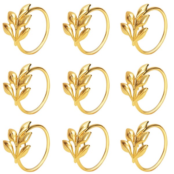 KPOSIYA Set of 20 Leaf Napkin Rings Metal Gold Napkin
