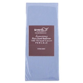 Linens Limited Polycotton Non Iron Percale 180 Thread Count Fitted Sheet, Blue, King